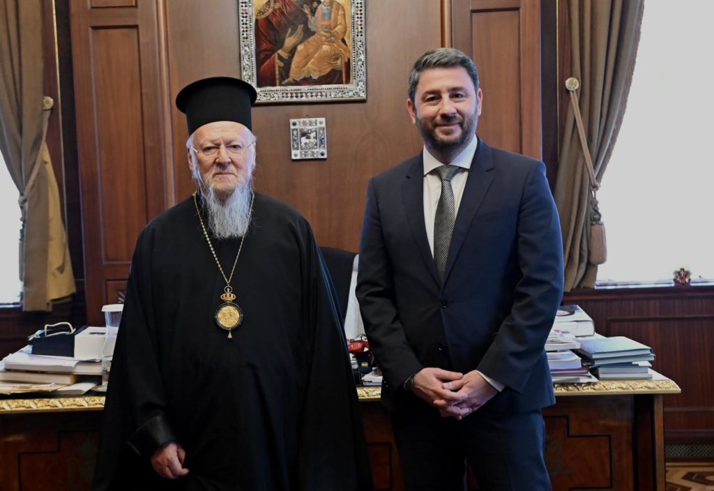 Συνάντηση του Νίκου Ανδρουλάκη με τον Οικουμενικό Πατριάρχη