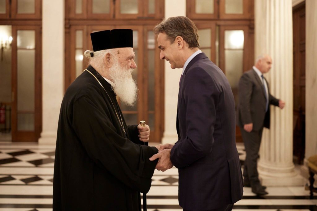 Meeting between Archbishop Ieronymos, Greek PM Mitsotakis
