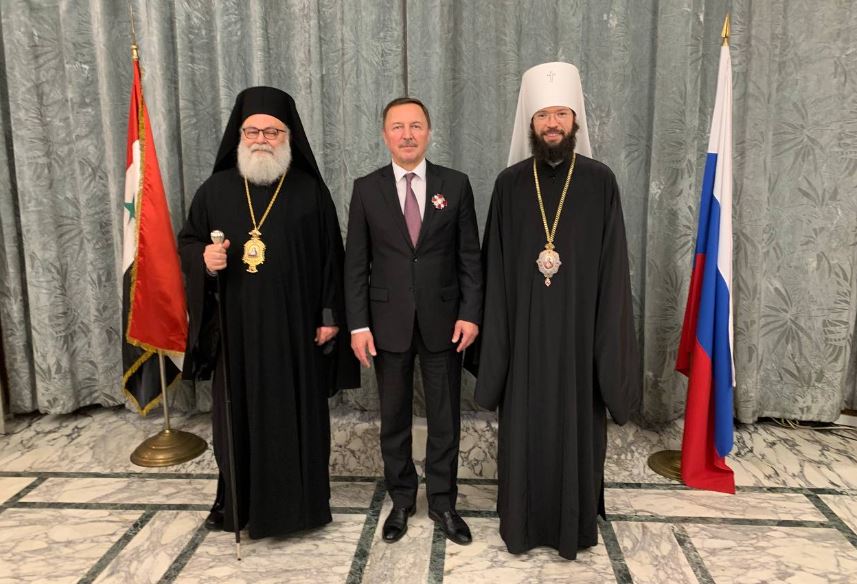 Блаженнейший Патриарх Антиохийский Иоанн X и митрополит Волоколамский Антоний посетили прием в Посольстве России в Сирии