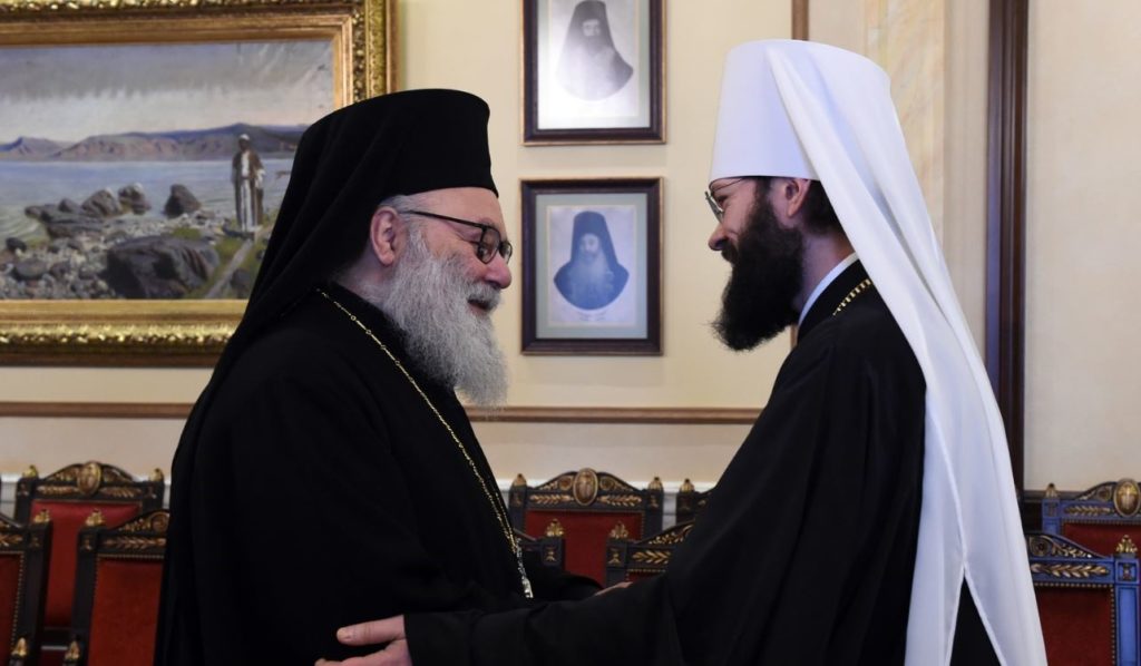البطريرك يوحنا العاشر يستقبل ميتروبوليت فولاكولامسك أنطونيوس،