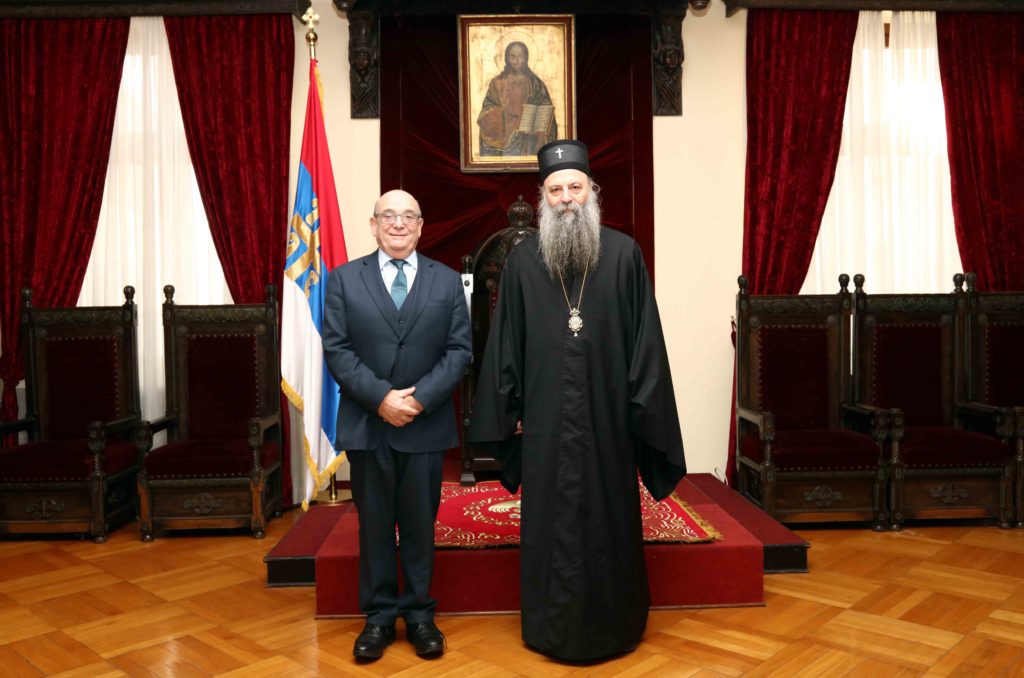Patriarch of Serbia Porfirije receives UK special envoy for western Balkans, Lord Peach