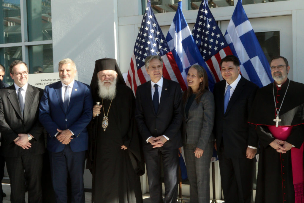 Παρουσία του Αρχιεπισκόπου Ιερώνυμου ο Μπλίνκεν εγκαινίασε τη νέα πτέρυγα της αμερικανικής πρεσβείας (ΦΩΤΟ)