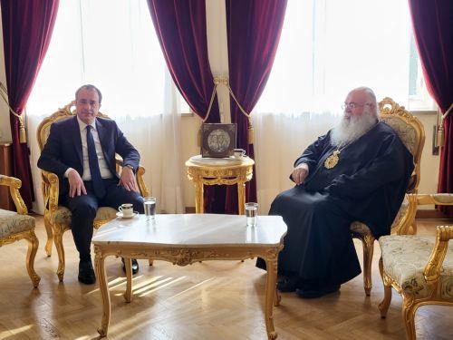 Archbishop of Cyprus Georgios receives newly elected President of the Republic Nikos Christodoulides