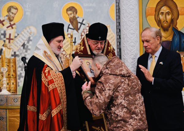 Prayer service for peace in Ukraine at St. Nicholas Greek Orthodox Church & National Shrine at Ground Zero