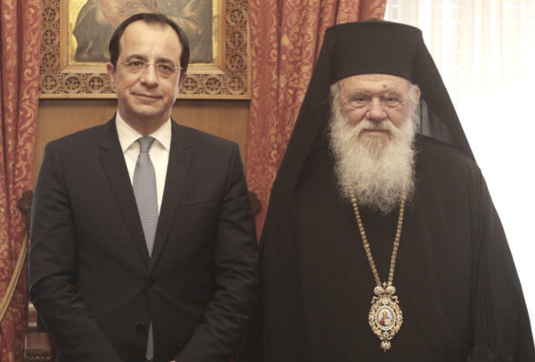 New Cyprus President Christodoulides received in Athens by Archbishop Ieronymos