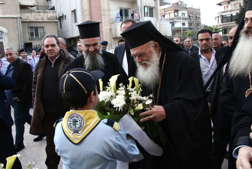 Patriarch of Antioch & All the East John X, Archbishop of Athens & All Greece Ieronymos co-officiate at Great Compline service in Damascus