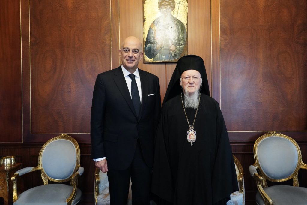 Συνάντηση του Οικουμενικού Πατριάρχη με τον Νίκο Δένδια
