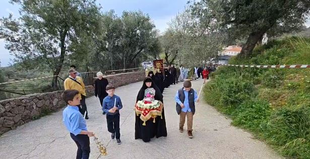 Η λιτάνευση της Τιμίας Κάρας του Αγίου Ραφαήλ στην ομώνυμη Ιερά Μονή στη Μυτιλήνη (ΒΙΝΤΕΟ)