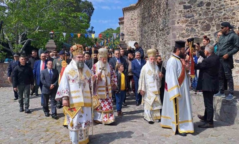 Many pilgrims attend feast day at the Church of the Holy Archangels at Mantamados in Lesvos