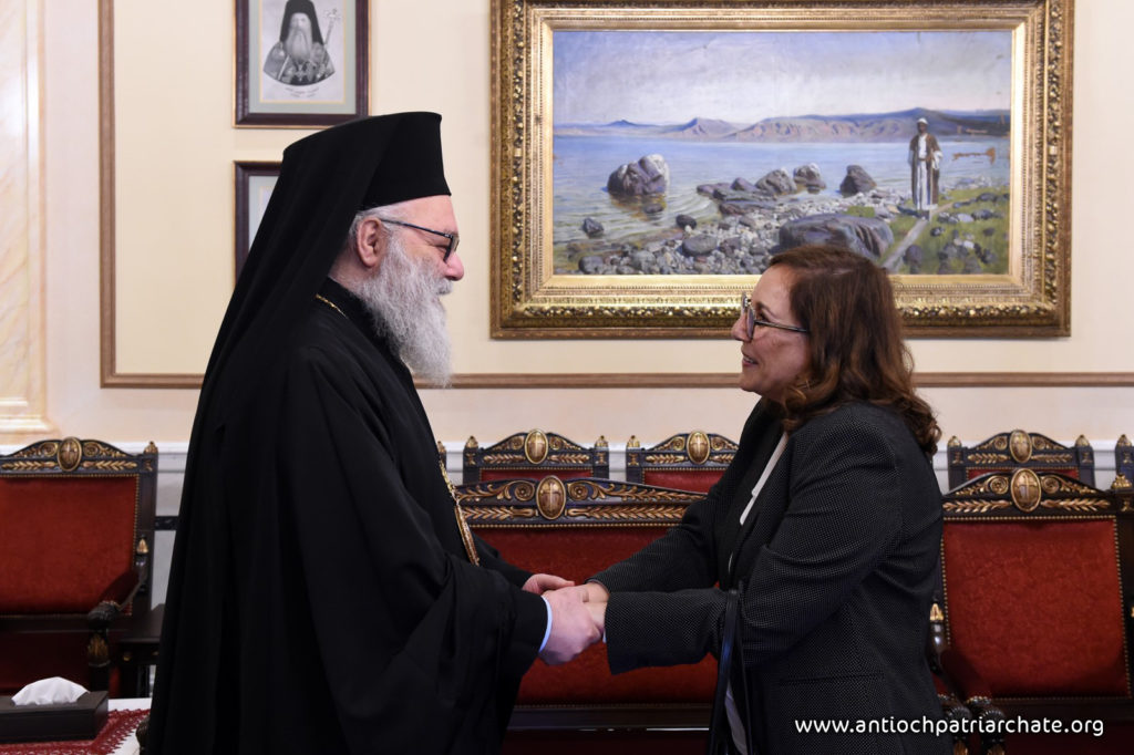 Ο Πατριάρχης Αντιοχείας υποδέχθηκε τη Διευθύντρια του Γραφείου του ΟΗΕ στη Δαμασκό