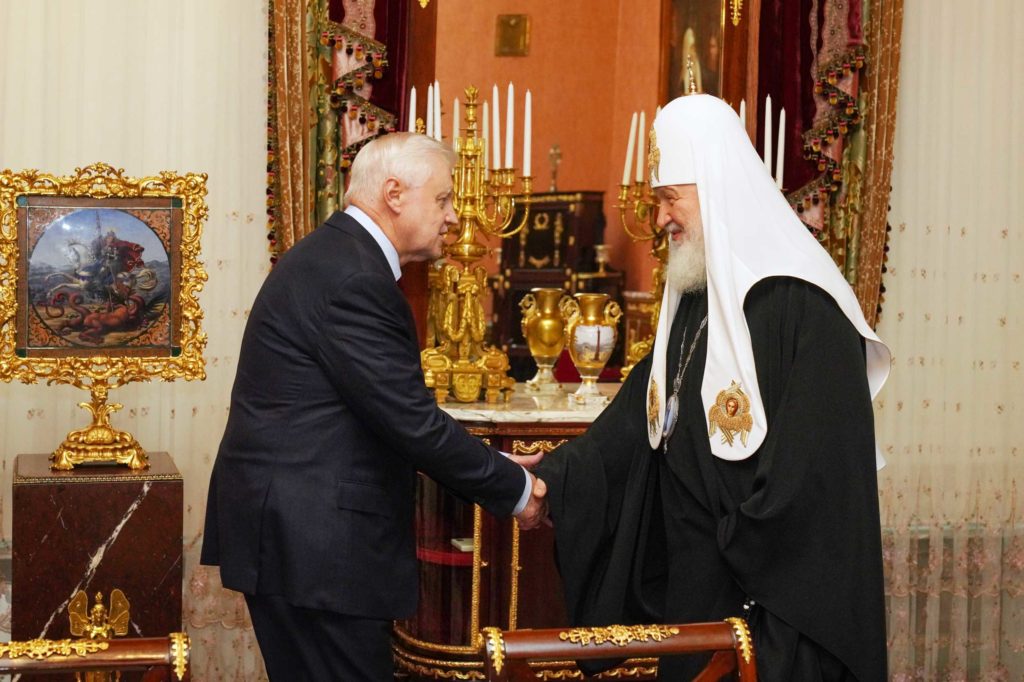 Встреча Святейшего Патриарха Кирилла с председателем партии «Справедливая Россия — Патриоты — За правду» С. М. Мироновым