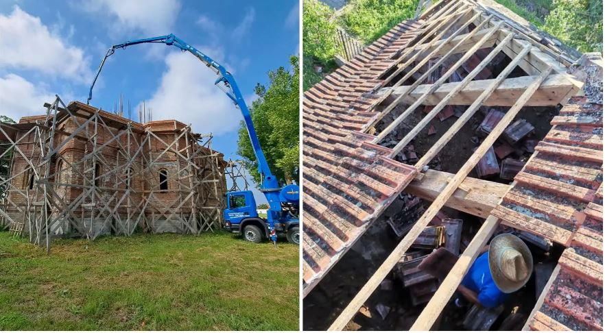 Grindina a avariat grav capela din Moravița. Biserica este în construcție, iar credincioșii nu au unde se ruga