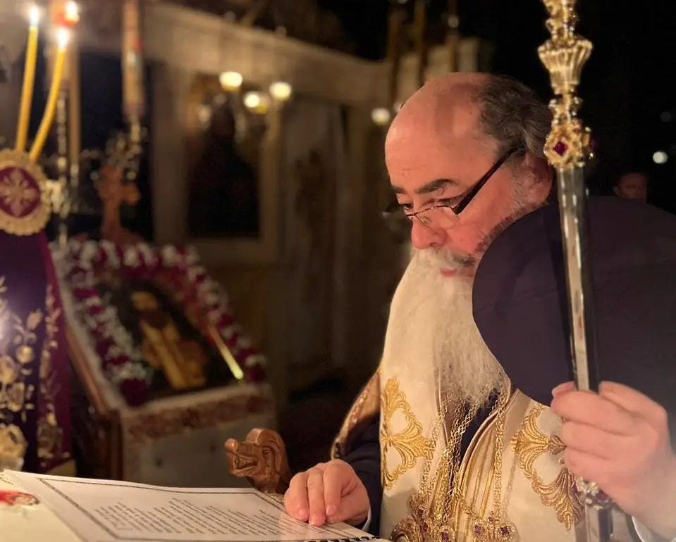Patriarhul Teofil și alți doi ierarhi ierusalimiteni s-au rugat Sfântului român din Hozeva