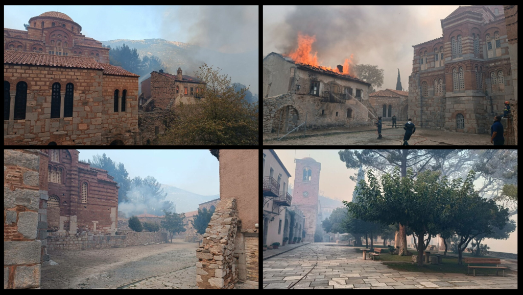 Σε πύρινο κλοιό η ιστορική μονή του Οσίου Λουκά – Επικοινωνία του Αρχιεπισκόπου Ιερώνυμου με τον Θηβών και Λεβαδείας Γεώργιο (ΦΩΤΟ/ΒΙΝΤΕΟ)