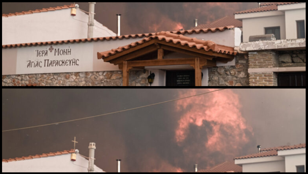 Φωτιά – Πάρνηθα: Εκκενώθηκε το Μοναστήρι της Αγίας Παρασκευής – Αγώνας για να σωθεί από την πύρινη λαίλαπα