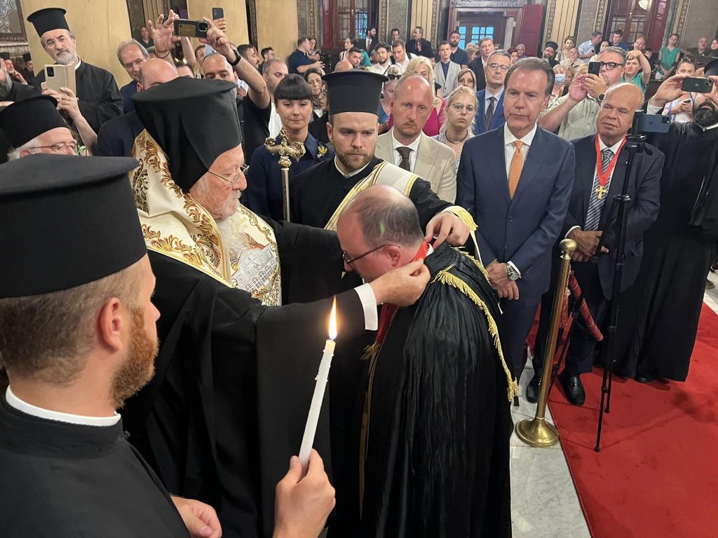 Χειροθεσία Άρχοντος Ιερομνήμονος του Θεολόγου Γιώργου Βλαντή από τον Οικουμενικό Πατριάρχη