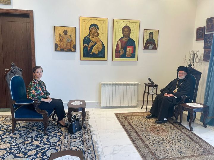 استقبل سيادة متروبوليت بيروت وتوابعها المطران الياس عوده سفيرة قبرص في لبنان السيدة ماريا حجي تيودوسيو.