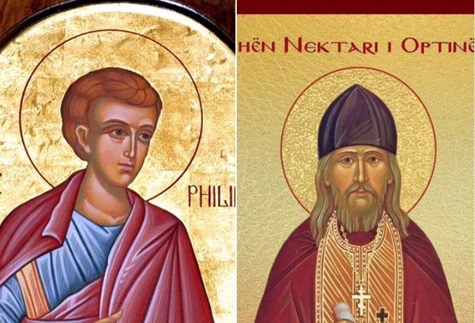 Apostull Filipi nga 7 dhjakonët. Omologjet Theofani, i shkruari. Arsaki i Konstandinopojës. Dëshmore Filonila. Oshënar Nektari i Optinës.