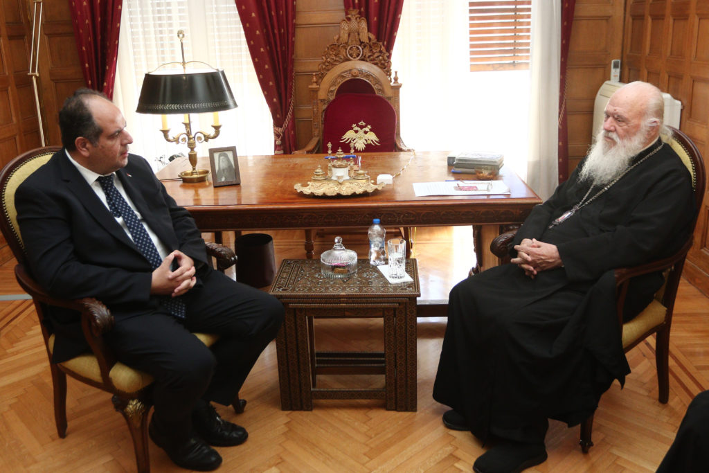 Ο Αρχιεπίσκοπος Ιερώνυμος απηύθυνε νέα έκκληση για ειρήνη στη Γάζα κατά τη συνάντηση του με τον Πρέσβη της Παλαιστίνης