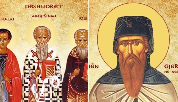 Transferimi i lipsanit të Shën Gjergjit. Dëshmorët Akepsimai, Josifi, Aithalai në Persi. Shën Silvia. Dëshmore grua Uinefrida. Hierodëshmor i ri Gjergji në Neapol.