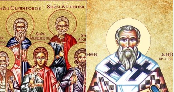 Dëshmorët Akindini, Pegasi, Afthoni, Elpidofori dhe Anempodisti. Omologjet Andoni i Selanikut (ish mitropolit i Durrësit).