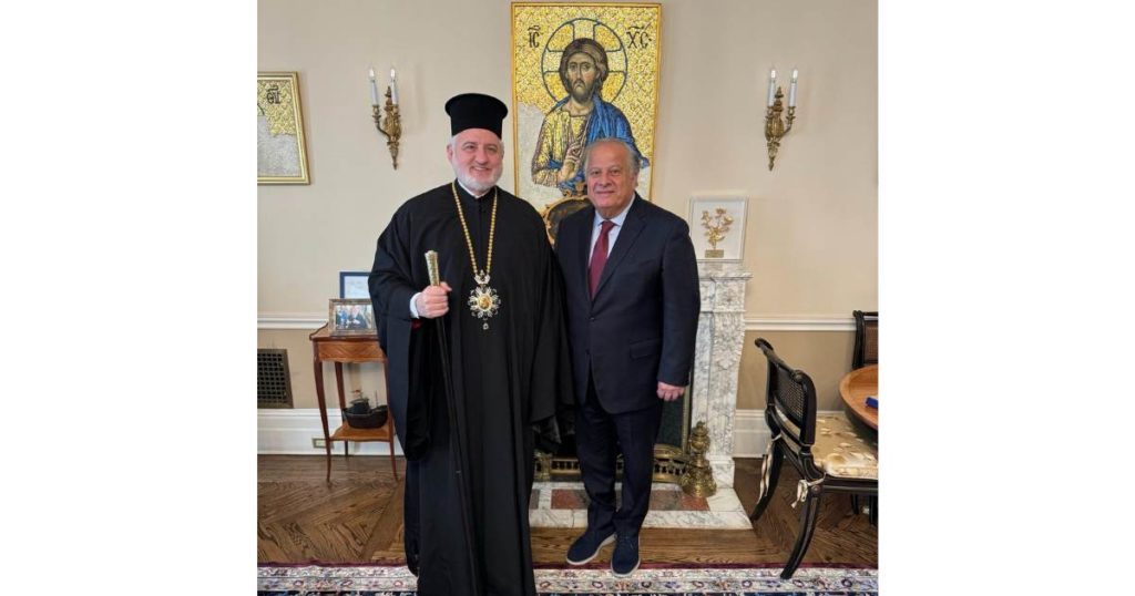 Archbishop Elpidophoros Welcomes Chairman of the 2024 New York City Greek Independence Day Parade Philip Christopher to the Archdiocese
