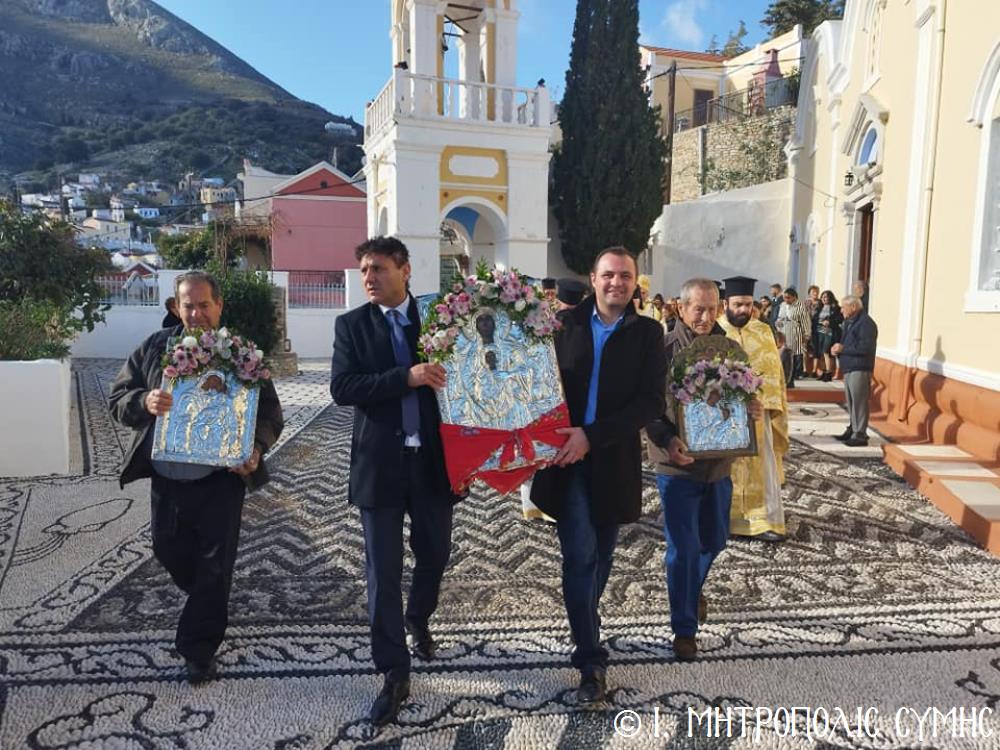 Η Ιερά Πανήγυρις της Παναγίας Κεχαριτωμένης στον ομώνυμο Ναό Σύμης