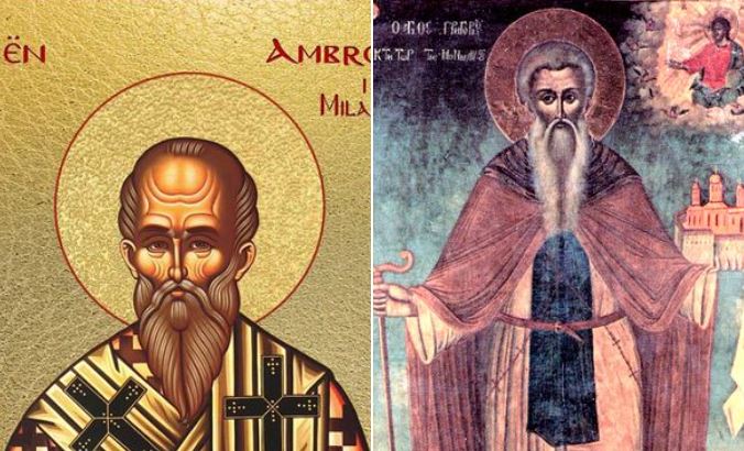 Oshënar Ambrozi i Milanos. Oshënar Grigori në Athos. Dëshmore Filothea në Arxhesh. Dëshmor Prisku. Oshënar Pavël Bindësi