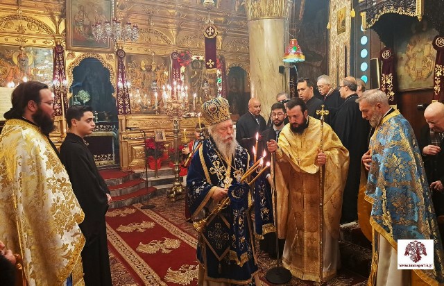 Ο Μητροπολίτης Σπάρτης στον πανηγυρίζοντα Ι.Ν. Τιμίου Προδρόμου Λεβιδίου Αρκαδίας
