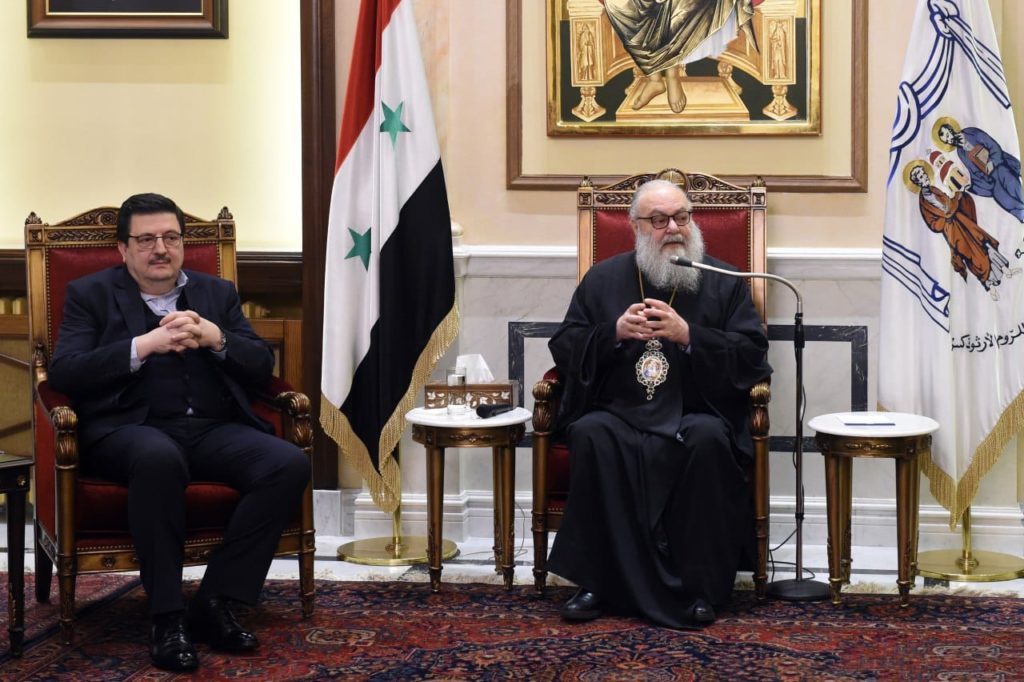 لقاء البطريرك مع كهنة دمشق وريفها بوزير الإعلام السوري
