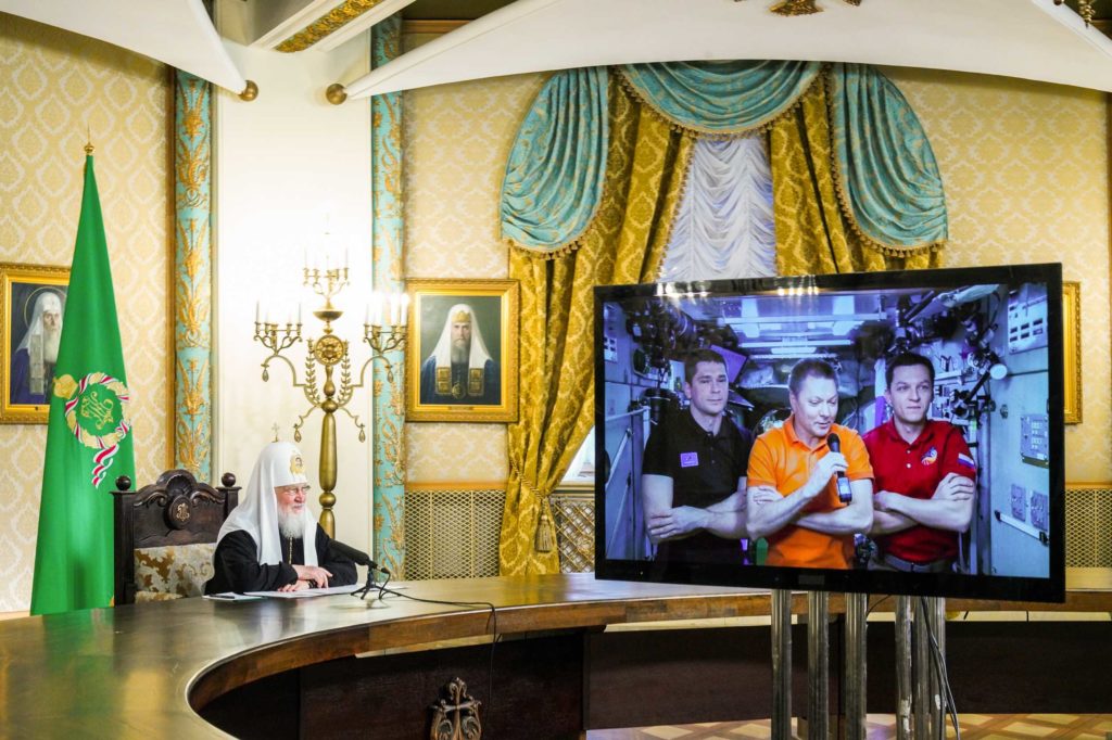 Телемост Святейшего Патриарха Кирилла с членами экипажа Международной космической станции в праздник Рождества Христова