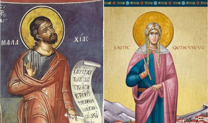 Profeti Malakia. Dëshmor Gordi. Oshënare Gjenovefa në Paris. Dëshmore Thomaidha