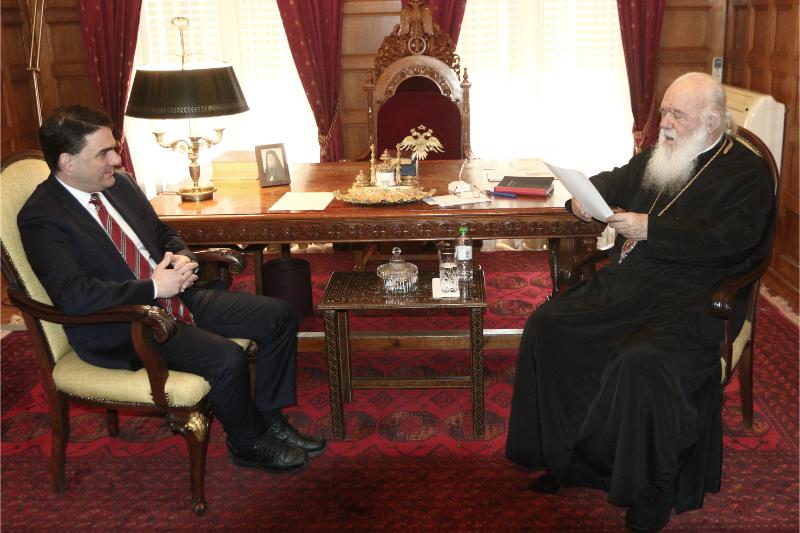 Συνάντηση Αρχιεπισκόπου Αθηνών με τον υποψήφιο Ευρωβουλευτή του ΠΑΣΟΚ – ΚΙΝΑΛ Κωνσταντίνο Τσουκαλά