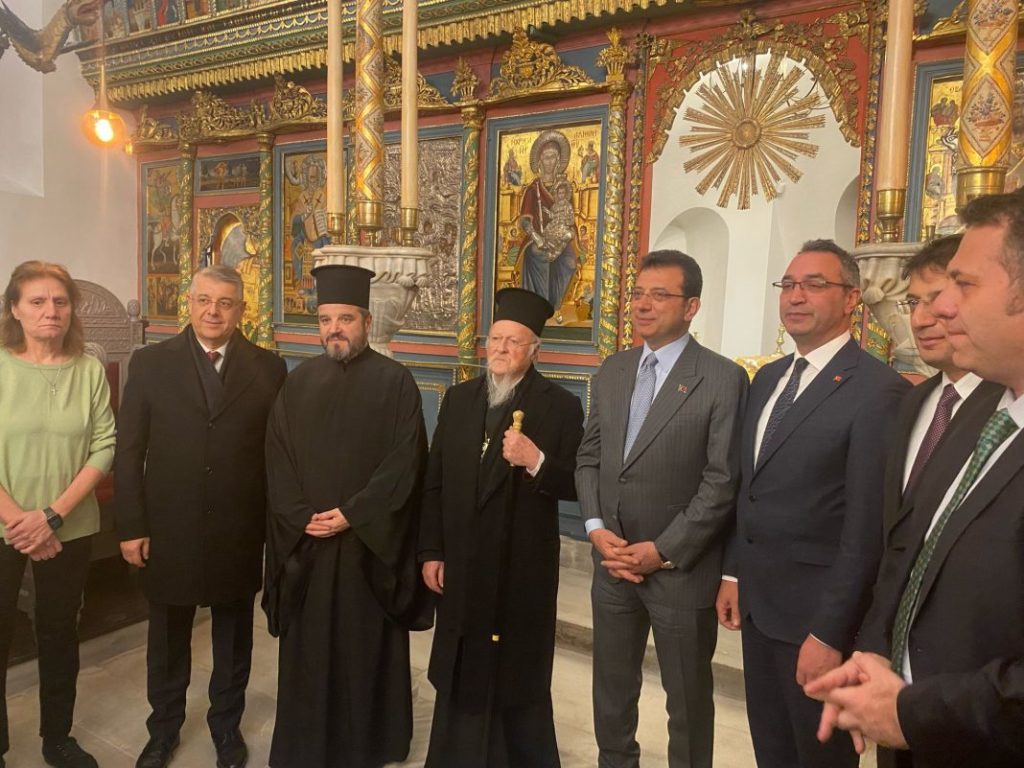 Ecumenical Patriarch Bartholomew and Mayor İmamoğlu at the Church of the Ascension in Hypsomatheia
