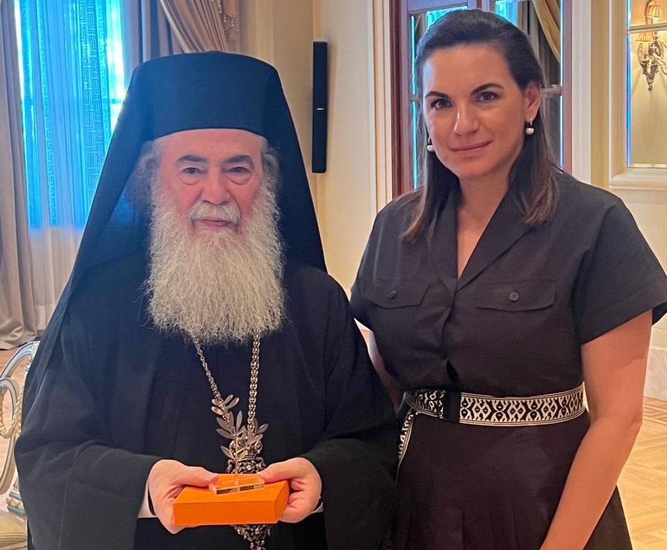 Συνάντηση Όλγας Κεφαλογιάννη με τον Πατριάρχη Ιεροσολύμων Θεόφιλο Γ’