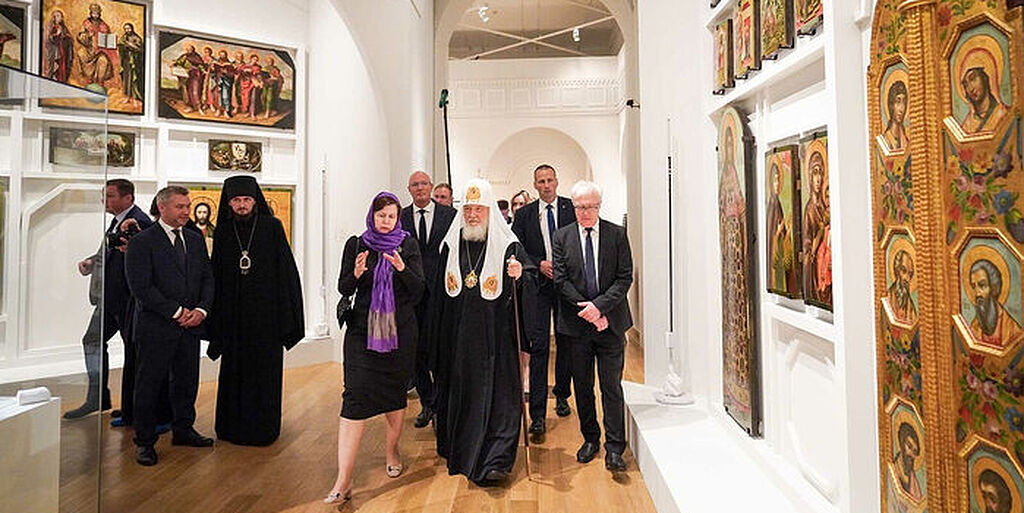 Святейший Патриарх Кирилл принял участие в открытии выставки «Новодевичий монастырь. Вехи истории» в Государственном историческом музее