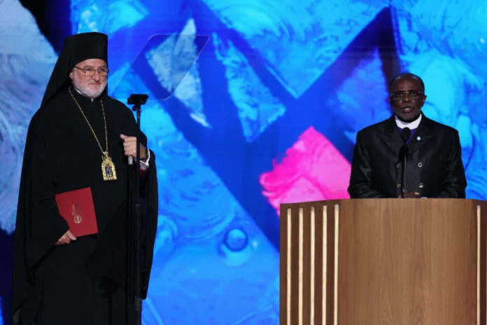 Archbishop Elpidophoros of America offers benediction at the Democratic National Convention