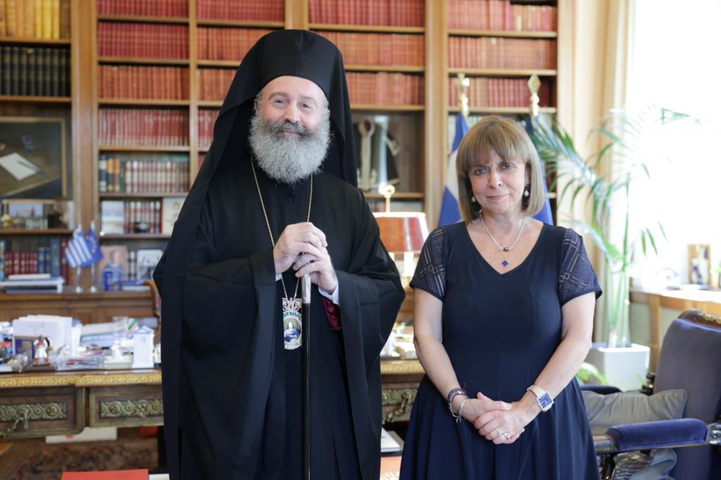 Archbishop Makarios of Australia meets with the President of the Hellenic Republic