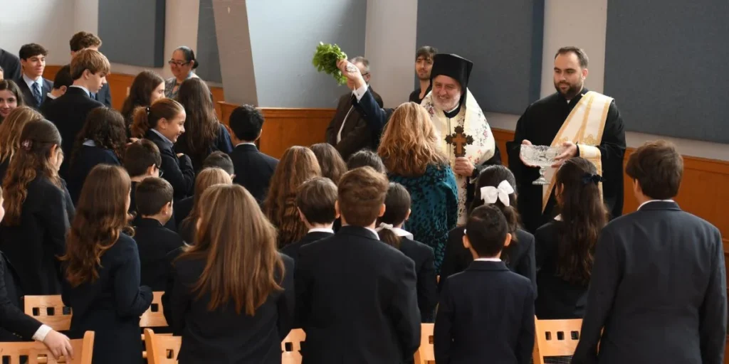Archbishop Elpidophoros Holds Agiasmos at Hellenic Orthodox Community of Astoria’s St. Demetrios Greek-American School