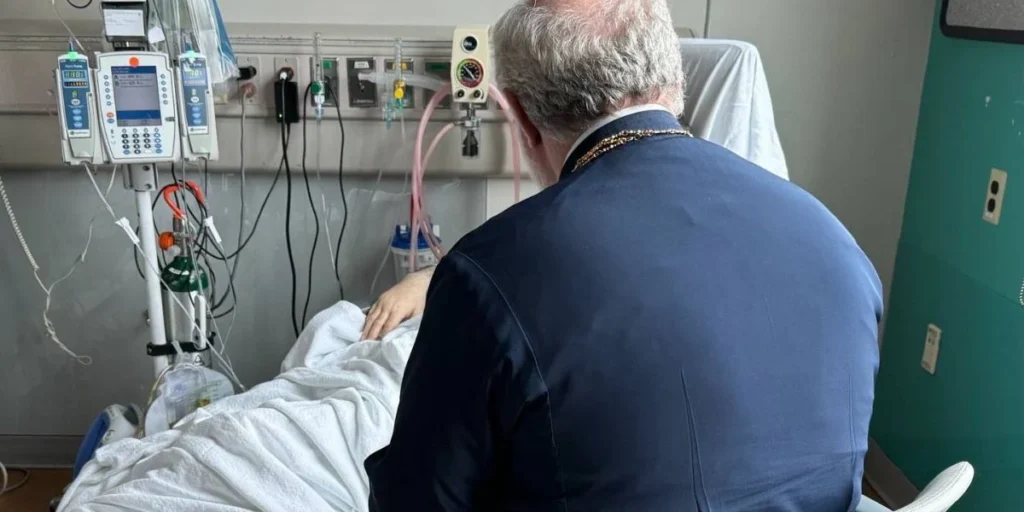 Archbishop Elpidophoros Visits Metropolitan Dionysios of Corinth at Johns Hopkins University Hospital