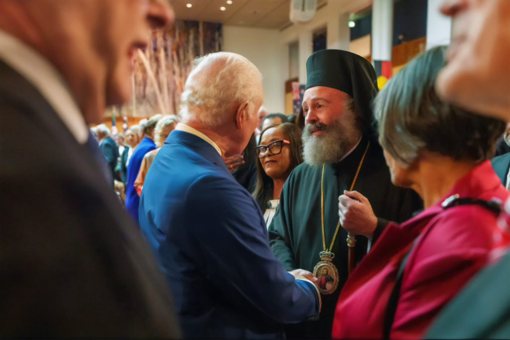 Archbishop Makarios of Australia at the parliamentary reception of leaders in honour of King Charles III