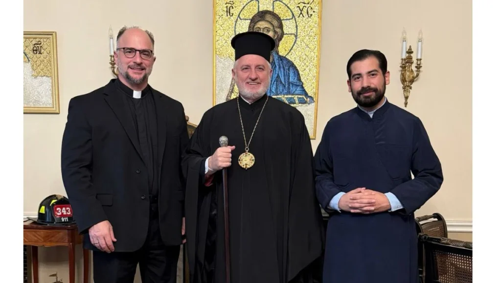 Archbishop Elpidophoros Receives Fr. Capones at GOA