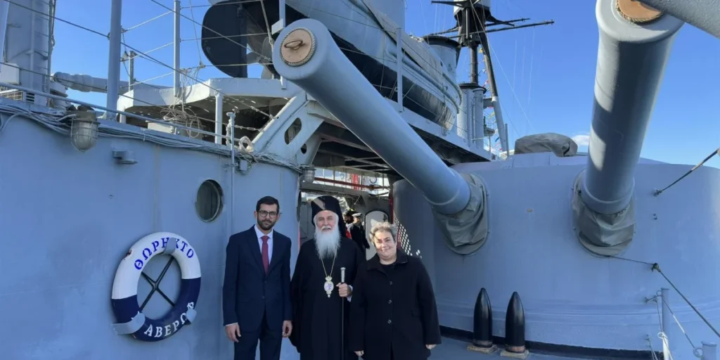 Ελευθέρια Ν. Βορείου Αιγαίου στο Θωρηκτό Αβέρωφ παρουσία Μητροπολίτη Λήμνου