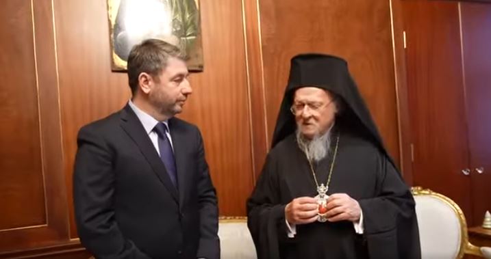 ابانا البطريرك المسكوني يستقبل سيادة زعيم المعارضة اليونانية ورئيس حزب باسوك السيد  نيكوس أندرولاكيس