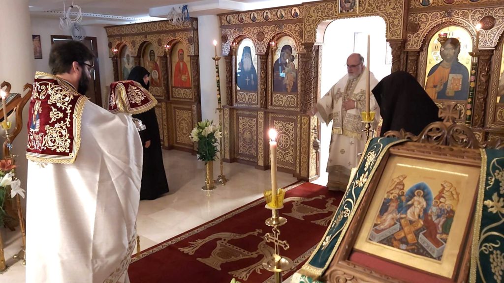 Bishop Iakovos of Miletoupolis officiates at the Holy Cross Monastery in Mangrove Mountain