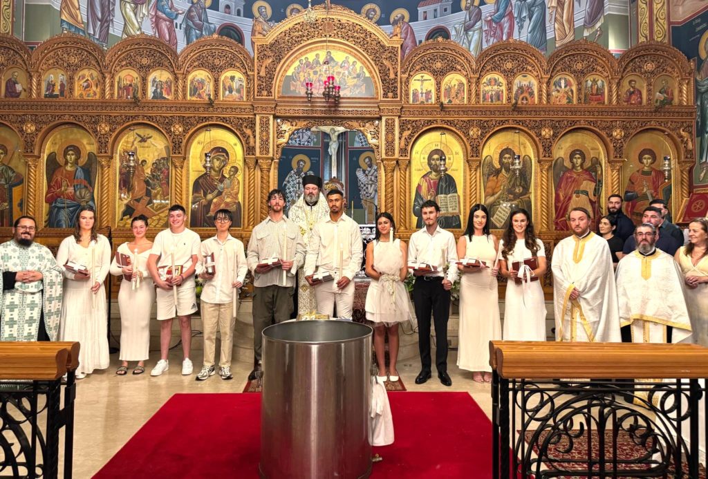 Sydney: Ten newly baptised Orthodox Christians at the Parish of the Resurrection of Christ, Kogarah