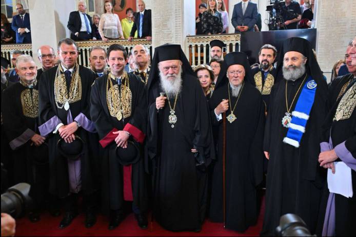 ‎البطريرك المسكوني في حفل منح الدكتوراه الفخرية لرئيس أساقفة أسترا