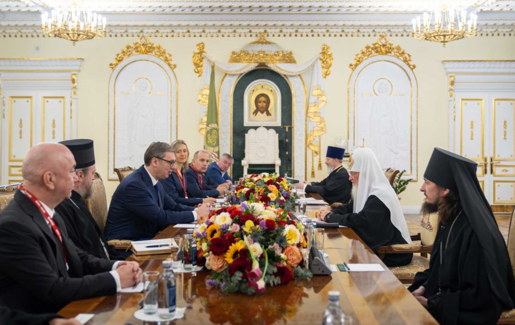 Святейший Патриарх Кирилл встретился с Президентом Сербии А. Вучичем