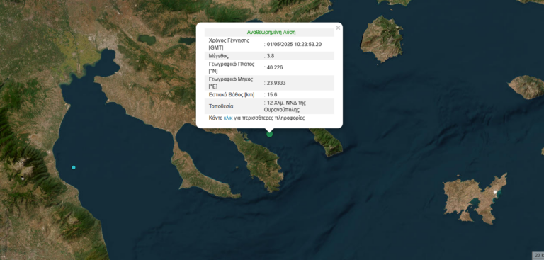 Σεισμική δόνηση στην περιοχή του Αγίου Όρους