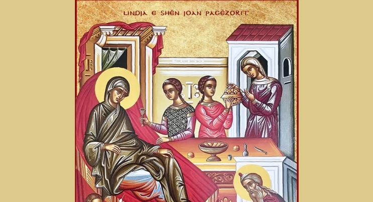Lindja e Joan Pagëzorit. Mbledhja në nderim të prindërve të tij, Zaharia e Elisabeta